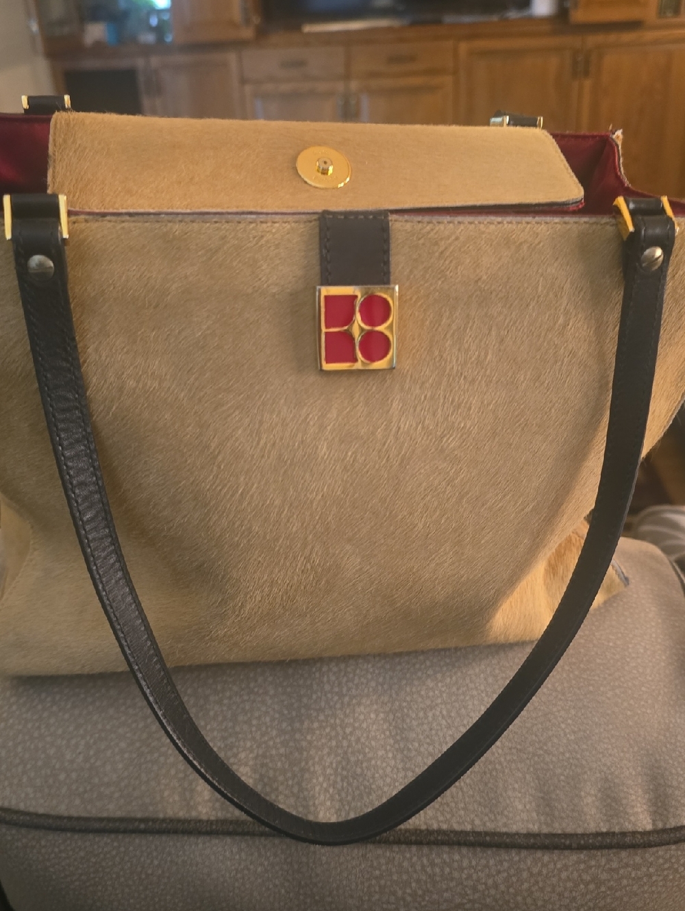 Designer Women's Tote Bag in Tan with Black Straps(KATE SPADE)